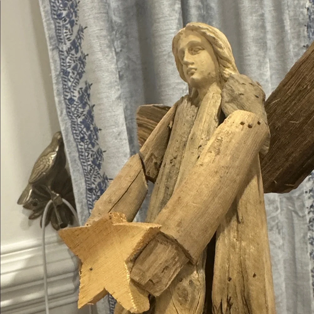 Handmade Driftwood Angel: Beach Decor, Nativity Angel Statue